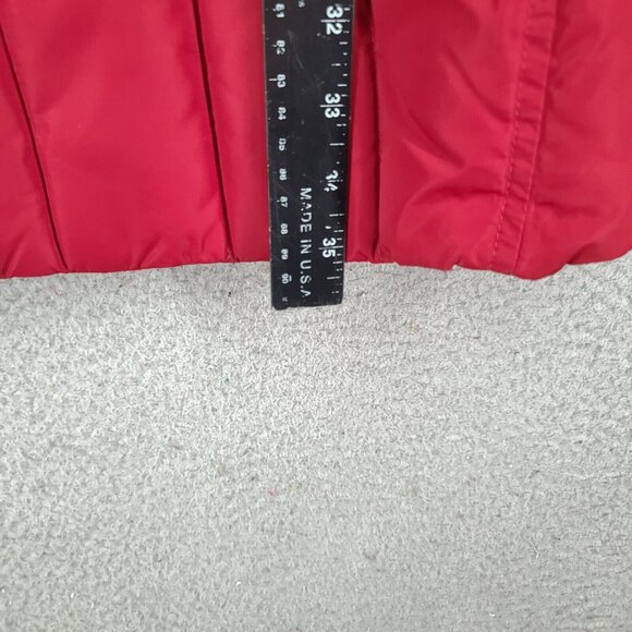 Eddie Bauer Parka Womens Small Down Puffer Hooded Faux Fur Jacket Red EB 650 - Picture 6 of 9